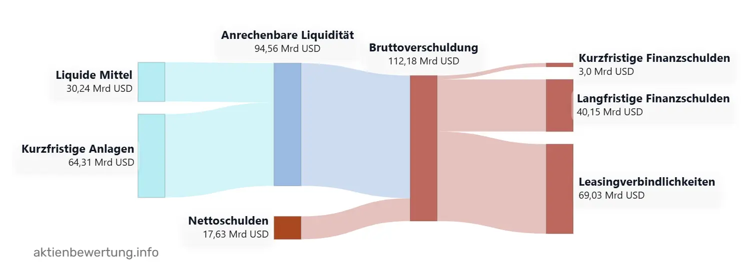 Beispiel für die Visualisierung der Nettoschulden
