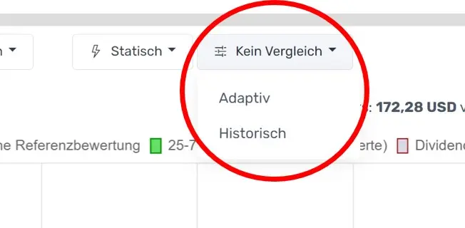 Dropdown-Feld zur Auswahl einer weiteren Berechnungsart