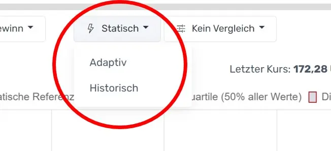 Dropdown-Feld zur Auswahl der Berechnungsart